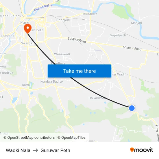 वाडकी नाला to गुरुवार पेठ map
