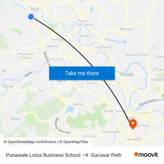 पुनावले लोटस बिजनेस स्कूल to गुरुवार पेठ map