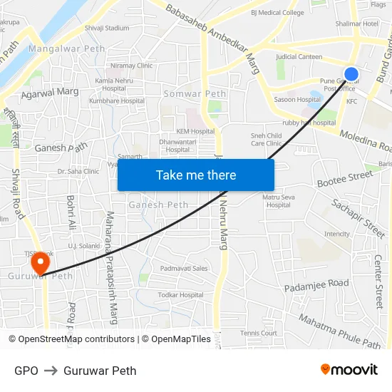जीपीओ to गुरुवार पेठ map
