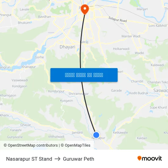 नसरापुर एसटी स्टैंड to गुरुवार पेठ map