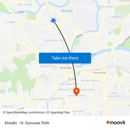 खड़की to गुरुवार पेठ map
