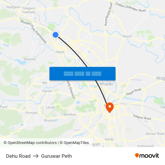देहू रोड to गुरुवार पेठ map
