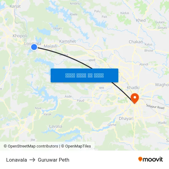 Lonavala to Guruwar Peth map