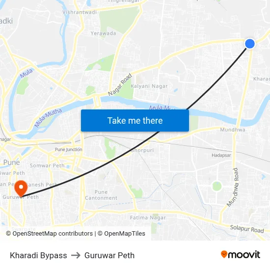 खराडी बाईपास to गुरुवार पेठ map