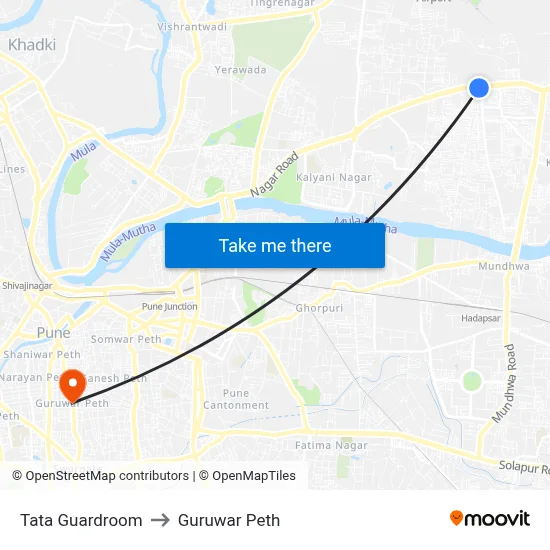 टाटा गार्डरूम to गुरुवार पेठ map