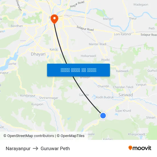 नारायणपुर to गुरुवार पेठ map