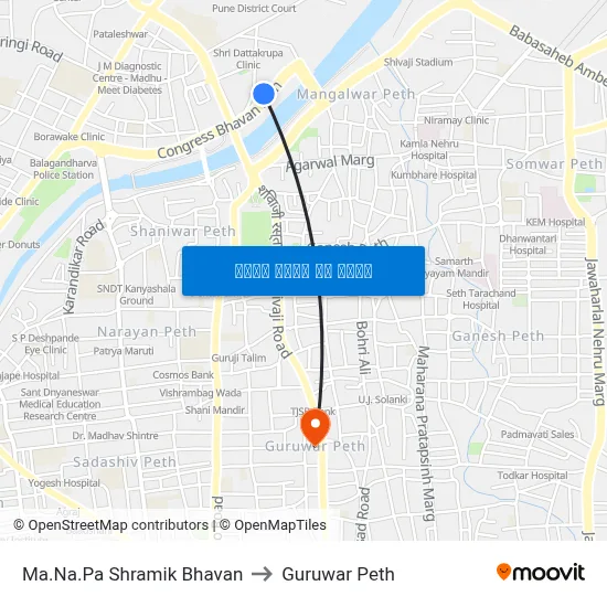 म.न.पा श्रमिक भवन to गुरुवार पेठ map