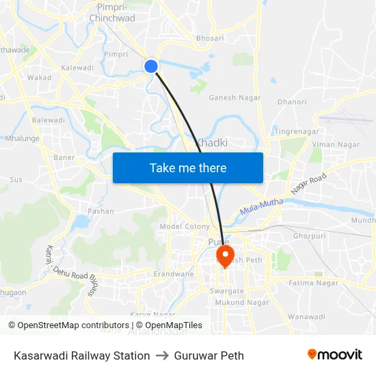 कासारवाडी रेलवे स्टेशन to गुरुवार पेठ map