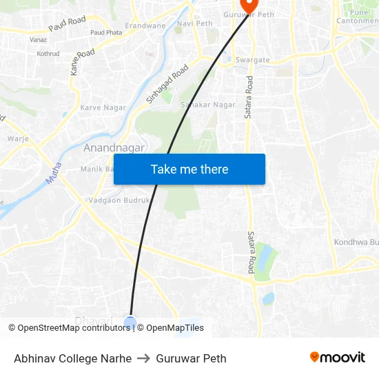 अभिनव कॉलेज नारहे to गुरुवार पेठ map