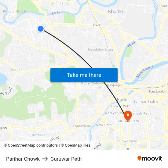 परिहार चौक to गुरुवार पेठ map