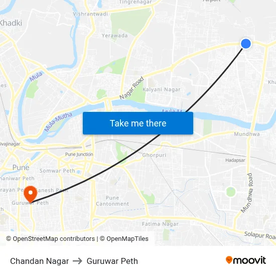 चंदन नगर to गुरुवार पेठ map