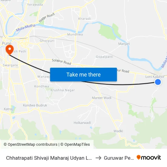 छत्रपति शिवाजी महाराज उद्यान लोणी to गुरुवार पेठ map