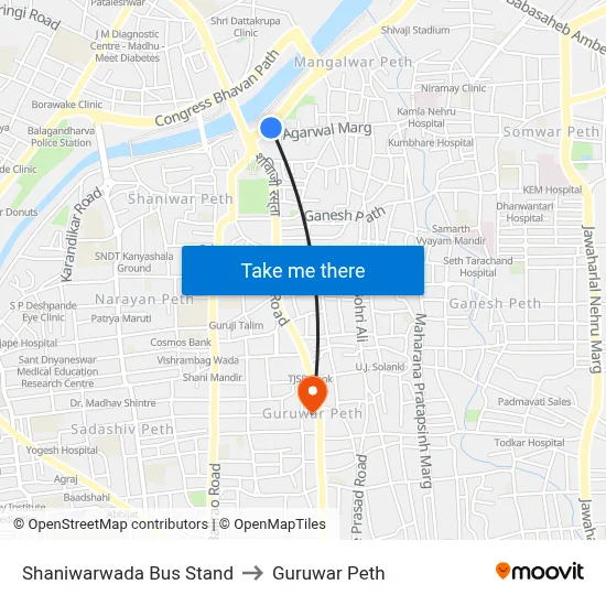 शनिवारवाडा बस स्टैंड to गुरुवार पेठ map