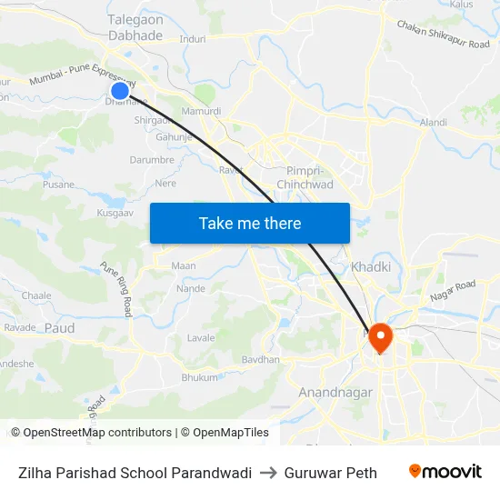 Zilha Parishad School Parandwadi to गुरुवार पेठ map