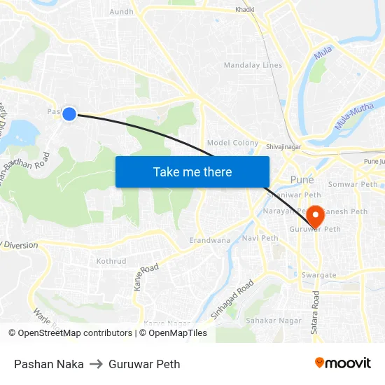 Pashan Naka to Guruwar Peth map