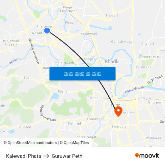 कालेवाड़ी फाटा to गुरुवार पेठ map