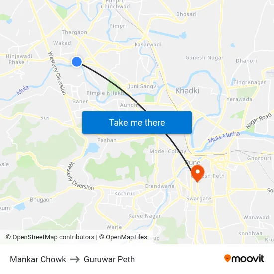 मानकर चौक to गुरुवार पेठ map