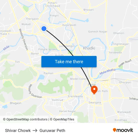 शिवार चौक to गुरुवार पेठ map