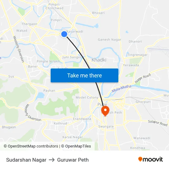 सुदर्शन नगर to गुरुवार पेठ map