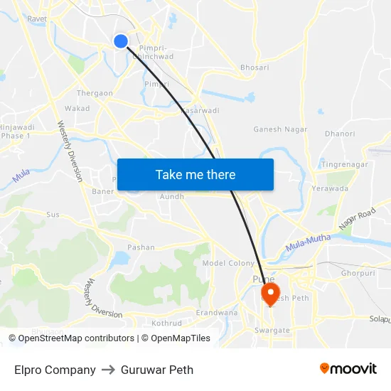 एल्प्रो कंपनी to गुरुवार पेठ map