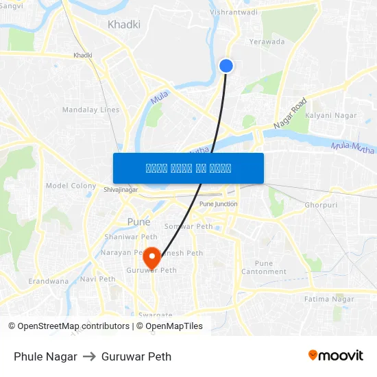 फुले नगर to गुरुवार पेठ map