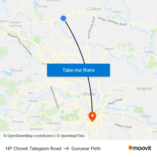 HP Chowk Talegaon Road to Guruwar Peth map