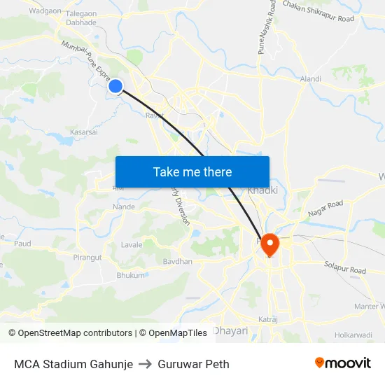 एमसीए स्टेडियम गहुंजे to गुरुवार पेठ map