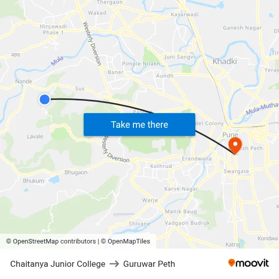 चैतन्य जूनियर कॉलेज to गुरुवार पेठ map