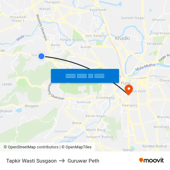 टपकीर वस्ती सुसगाव to गुरुवार पेठ map