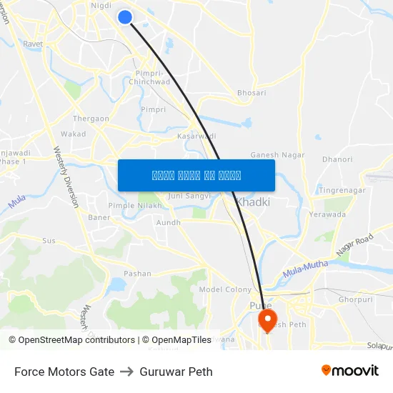 फोर्स मोटर्स गेट to गुरुवार पेठ map