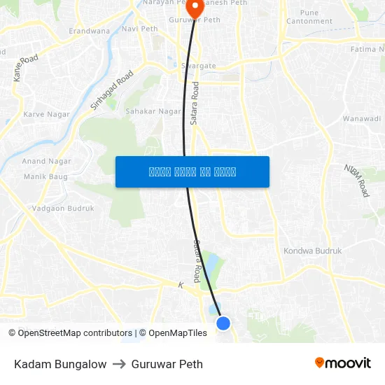 कदम बंगलो to गुरुवार पेठ map