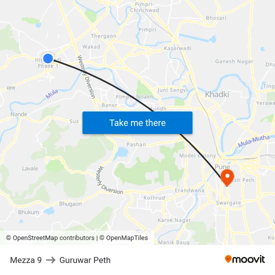 मेज़्ज़ा 9 to गुरुवार पेठ map