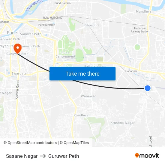 सासने नगर to गुरुवार पेठ map