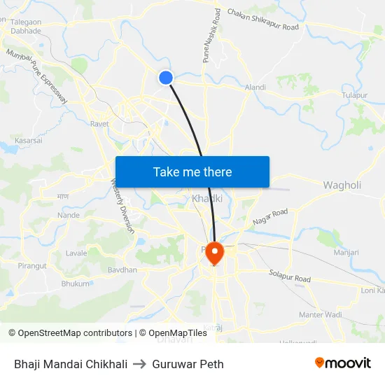 भाजी मंडई चिखली to गुरुवार पेठ map