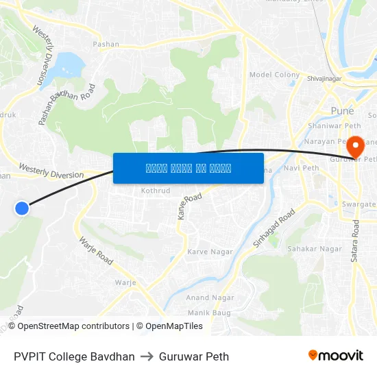 पीवीपीआईटी कॉलेज बावधन to गुरुवार पेठ map