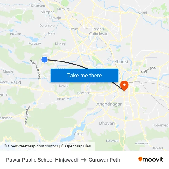 Pawar Public School Hinjawadi to गुरुवार पेठ map