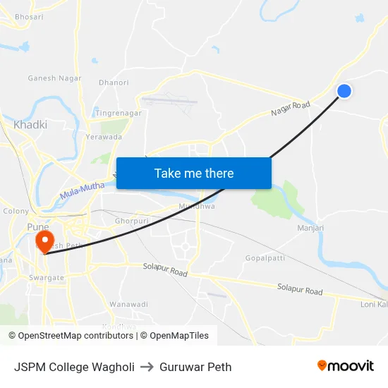 जेएसपीएम कॉलेज वाघोली to गुरुवार पेठ map