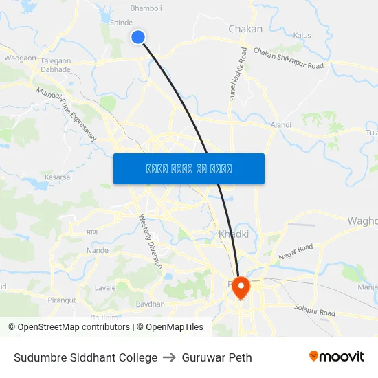 सुदुंबरे सिद्धांत कॉलेज to गुरुवार पेठ map