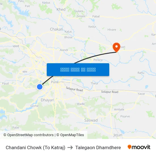 चंदनी चौक (टू कात्रज) to तालेगाव धामधेरे map