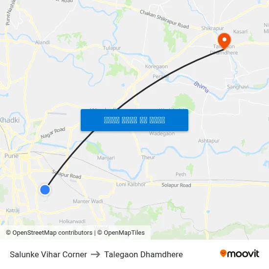सालुंके विहार कॉर्नर to तालेगाव धामधेरे map