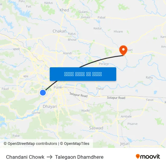 चांदनी चौक to तालेगाव धामधेरे map