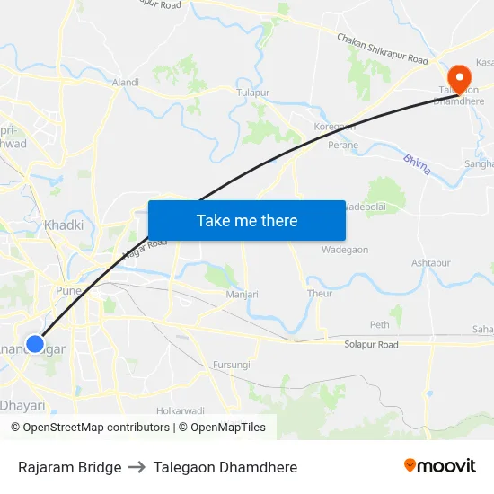राजाराम पुल to तालेगाव धामधेरे map