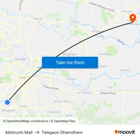 अभिरुचि मॉल to तालेगाव धामधेरे map