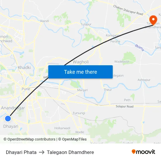 धायरी फाटा to तालेगाव धामधेरे map