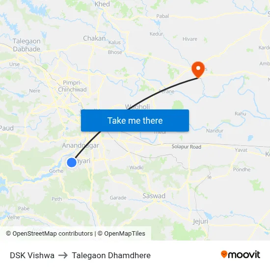 डीएसके विश्व to तालेगाव धामधेरे map