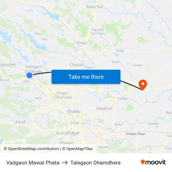 वडगाव मावळ फाटा to तालेगाव धामधेरे map