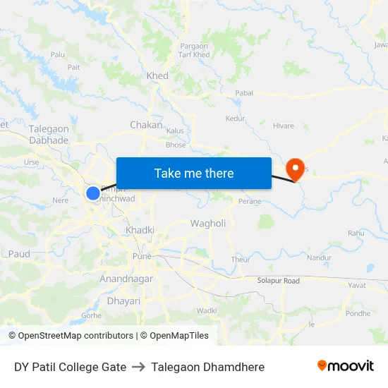 डीवाय पाटिल कॉलेज गेट to तालेगाव धामधेरे map