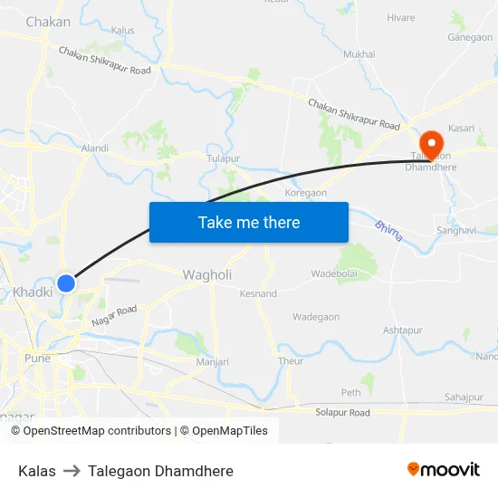 कलास to तालेगाव धामधेरे map