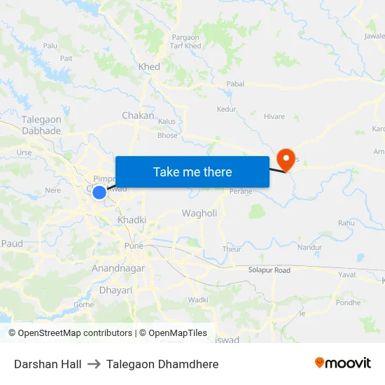 दर्शन हॉल to तालेगाव धामधेरे map