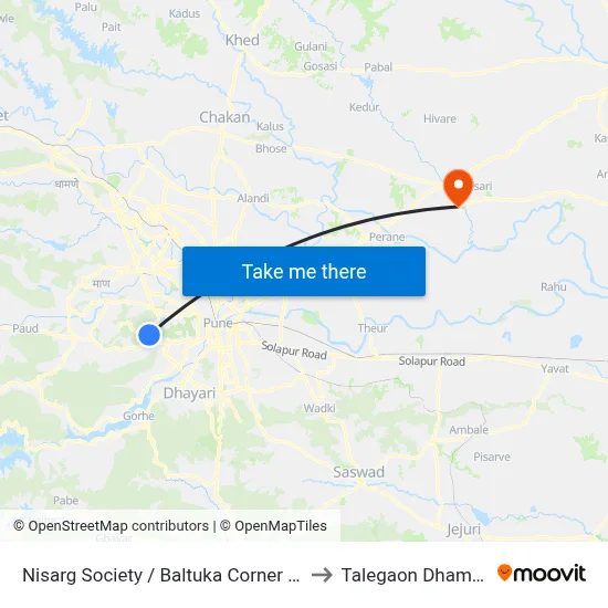 निसर्ग सोसायटी / बाल्टुका कॉर्नर बावधन to तालेगाव धामधेरे map